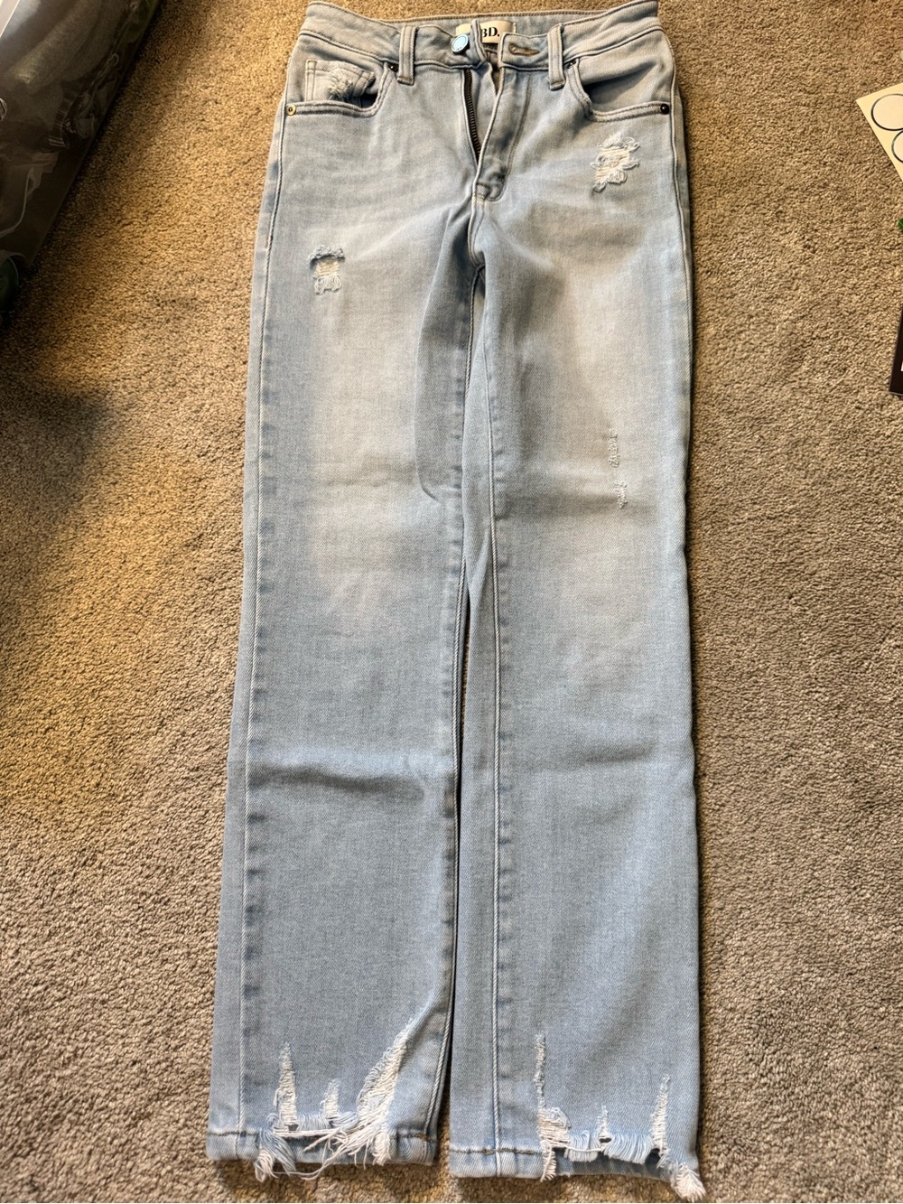 JBD Light Wash Distressed Women's Stretchy Straight-Leg Jeans (worn once)